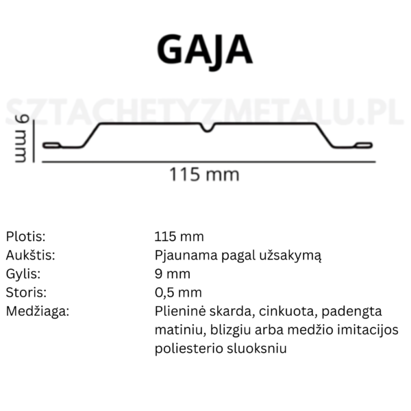 Metalinė tvorelės lentelė Gaja Ruda MAT RAL 8017 – 180 m (Nr. 7996) - obrazek 5